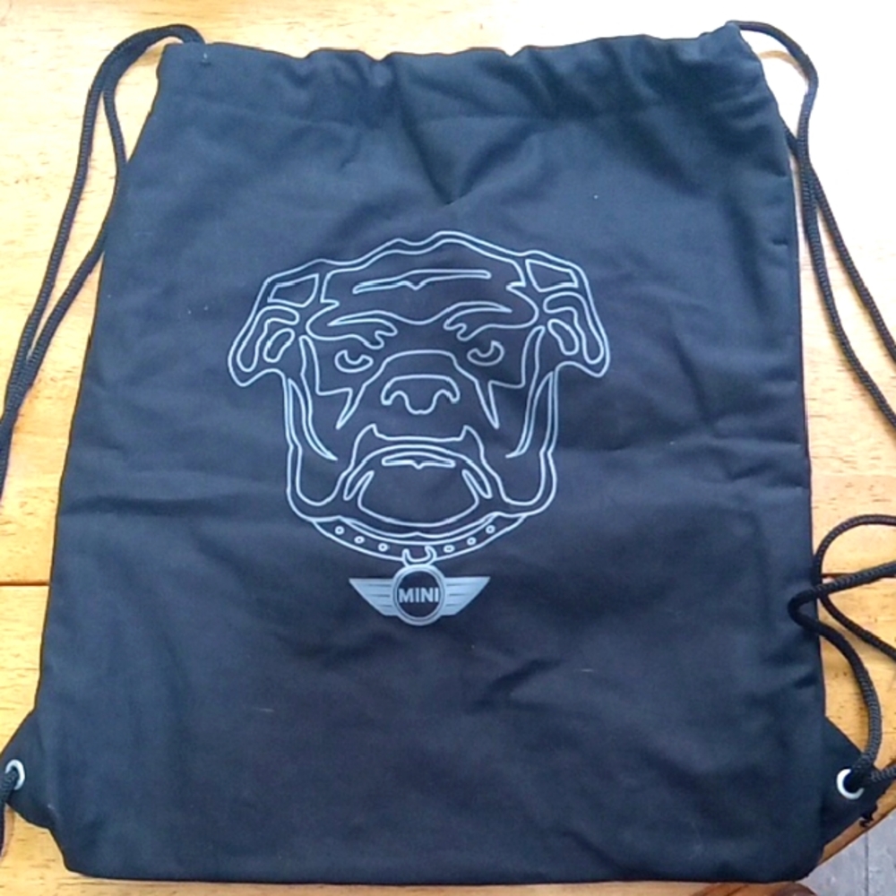 Mini Cooper English Bulldog Black Drawstring Bag